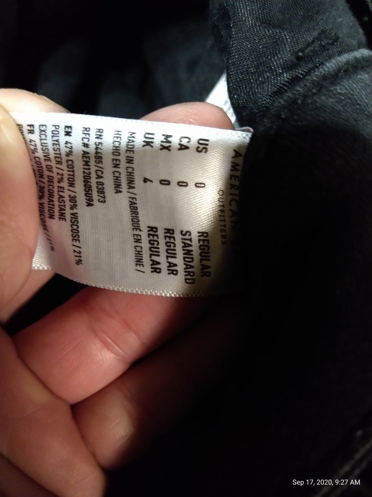 American Eagle black jeans size 0