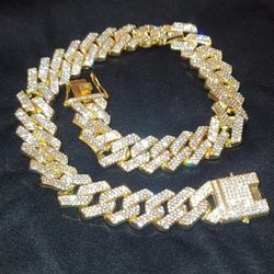 Cuban Link Chain And Bracelet Set