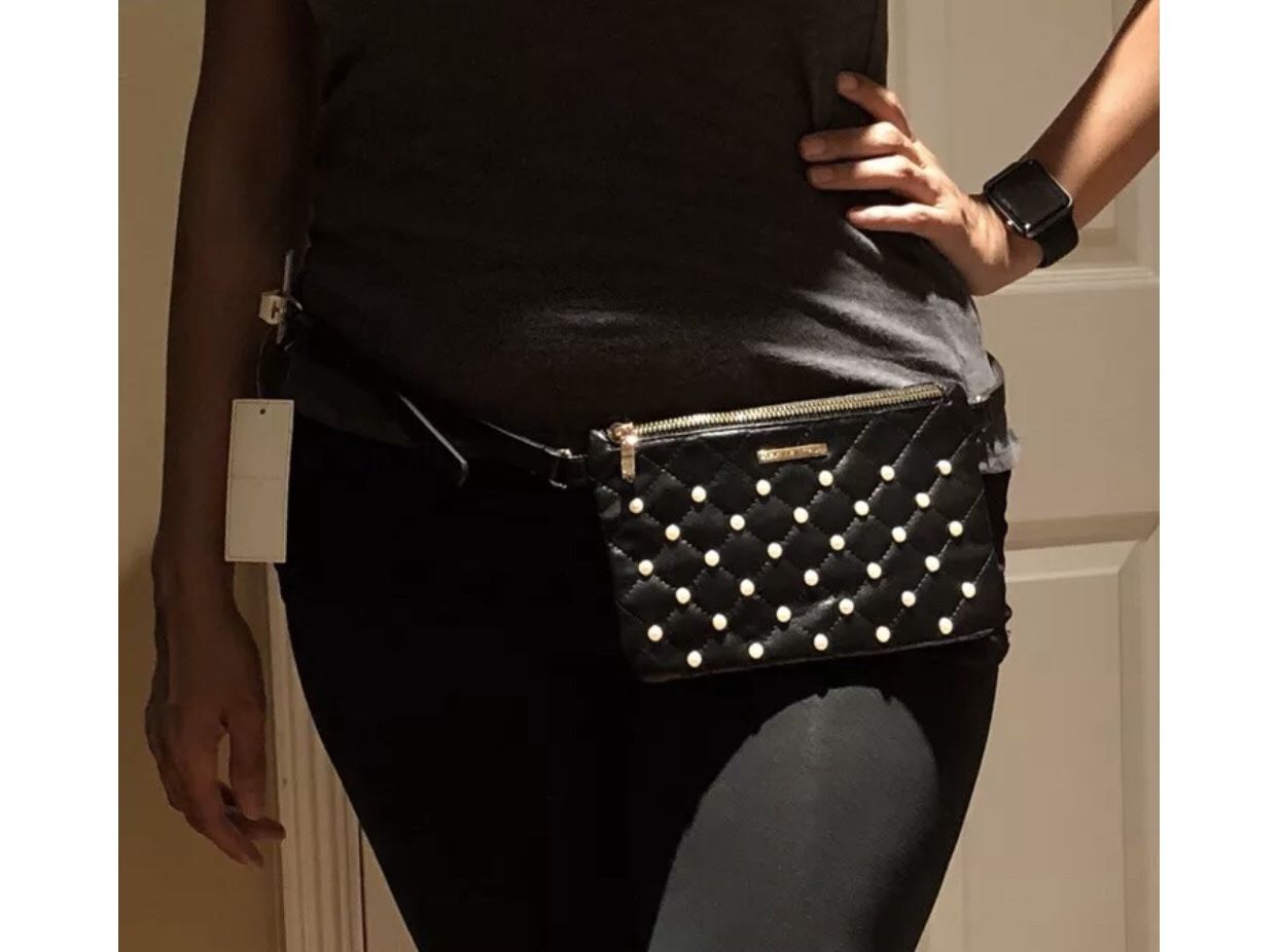 NWT Adrienne Vittadini Fanny Pack Waist Bag Belt Bag Black Pearl 1X