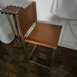 Dinning Leather Chair Gold Trim