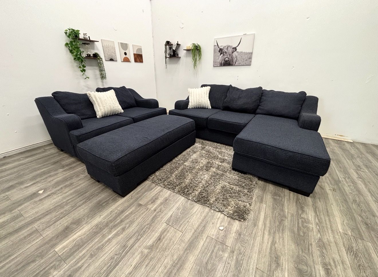 Navy Couch Set - Free Delivery 