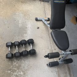 4 Dumbbells +adjustable Bench 