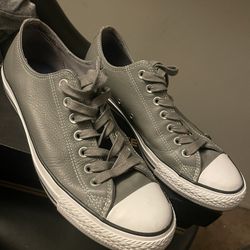 Gray Leather Converse 