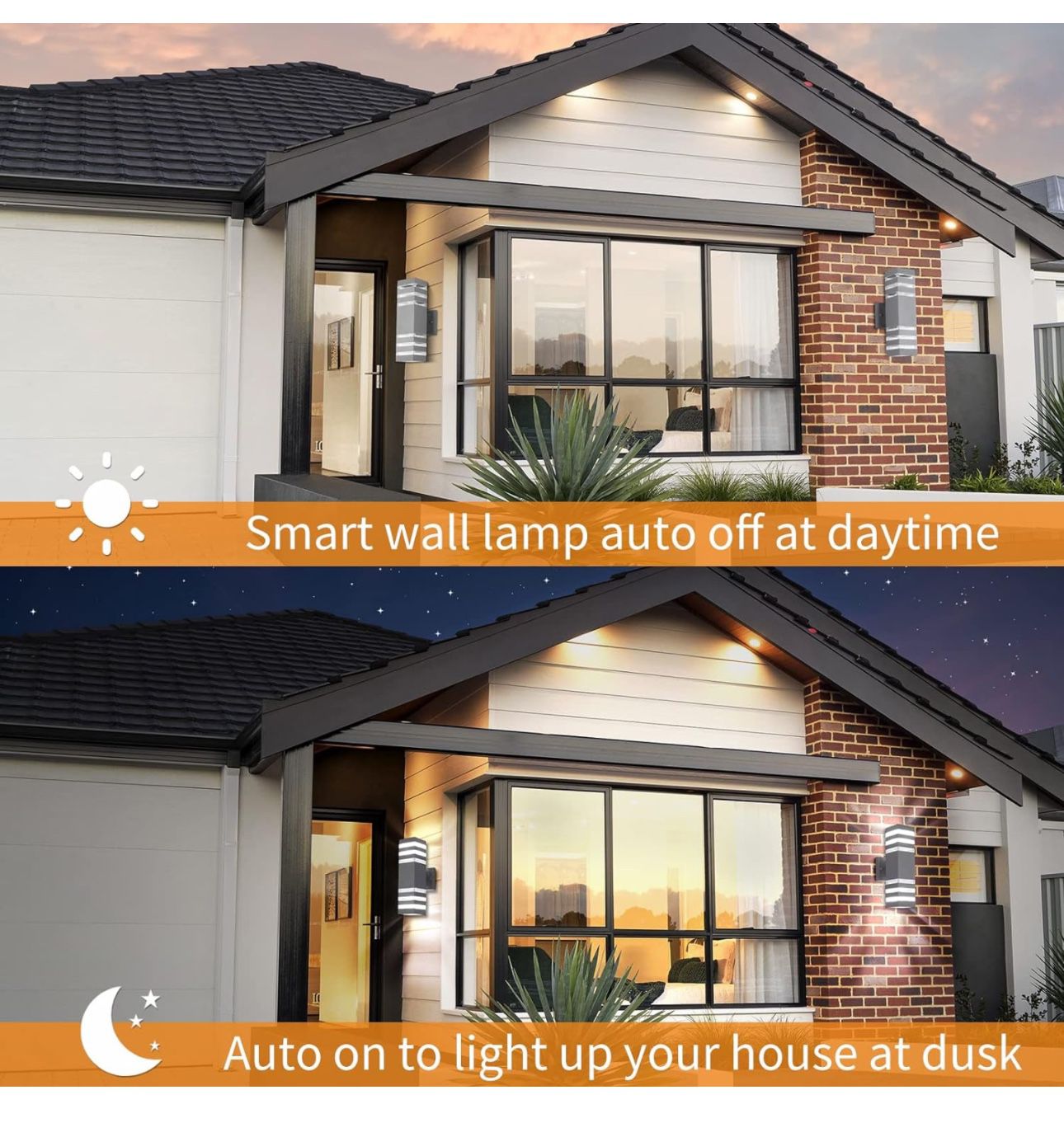 AOZBZ Modern Outdoor Wall Light, Dusk to Dawn Waterproof Porch Light Fixtures Wall Mount