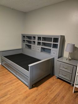 Bookcase wall bed twin over twin trundle