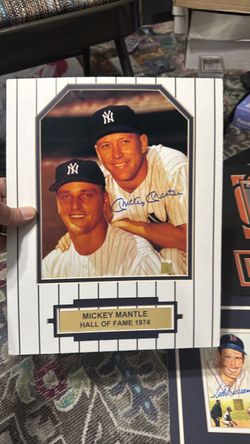Mickey Mantle Hall of Fame 1974 Signed Photo Plaque