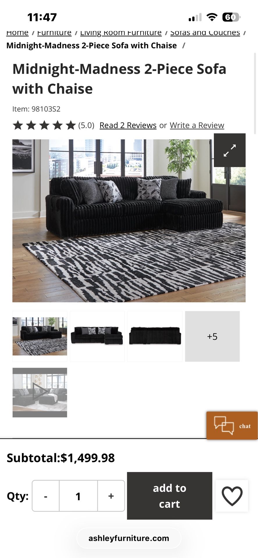 Ashley midnight madness! Sofa portion only