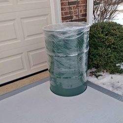 Metal Barrels 55 Gallons, Not Galvanized Inside, Perfect for traditional burn barrel, smoker, solo stove knock off.  