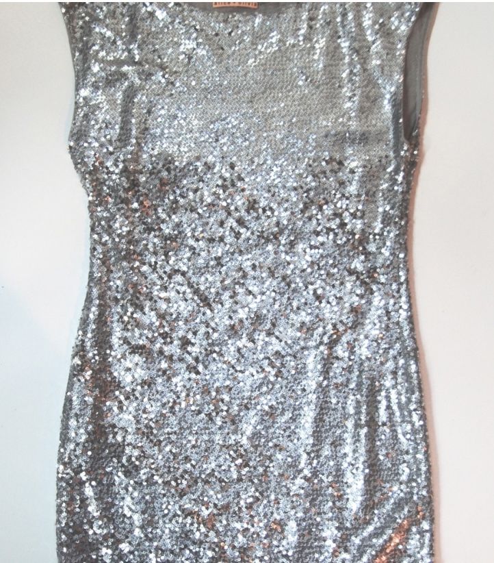 Alice + Olivia Silver Sequin Sheath