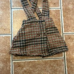 SHEIN gray And Orange Skirt With Strap And Plaid Design 
