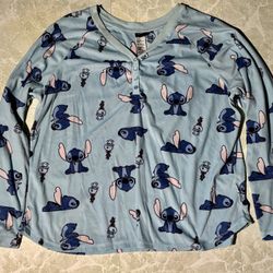 Disney Stitch Pjs Button Up Shirt