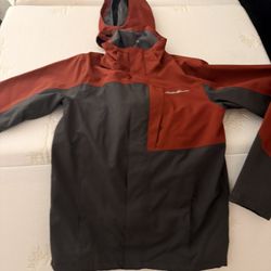 Eddie Bauer Waterproof Hooded Jacket – Men’s (Red/Charcoal) S