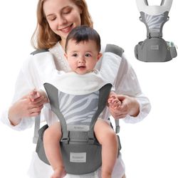 NEW IN BOX Baby Carrier Newborn to Toddler, Baby Carrier with Hip Seat, (Ergonomic M Position) for 3-36 Month Baby, 6-in-1 Ways to Carry, All Seasons,