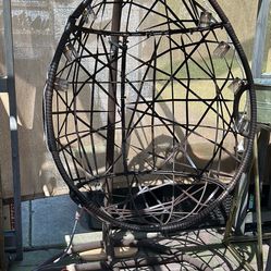 available. Indoor/Outdoor Wicker Hanging Egg / Teardrop Chair with stand no cushion. reduced/firm