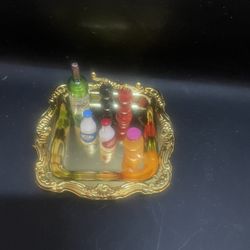 Miniature Kitchen  Tray  For Doll With Salt N Pepper Shakers Beverages 