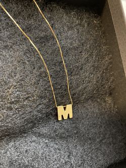Necklace Letter M Gold 14kt New