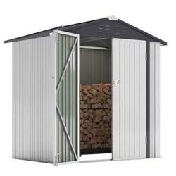 ❤️‍🔥 6 ft. W x 4 ft. D Outdoor Storage Metal Shed Utility Patio Shed for Garden and Backyard 24 sq. ft. in White$160