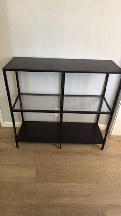 VITTSJÖ Shelf unit, black-brown/glass, 39 3/8x36 5/8 "