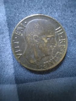Italian Kingdom Vittorio Emanuele II Bronze Coin