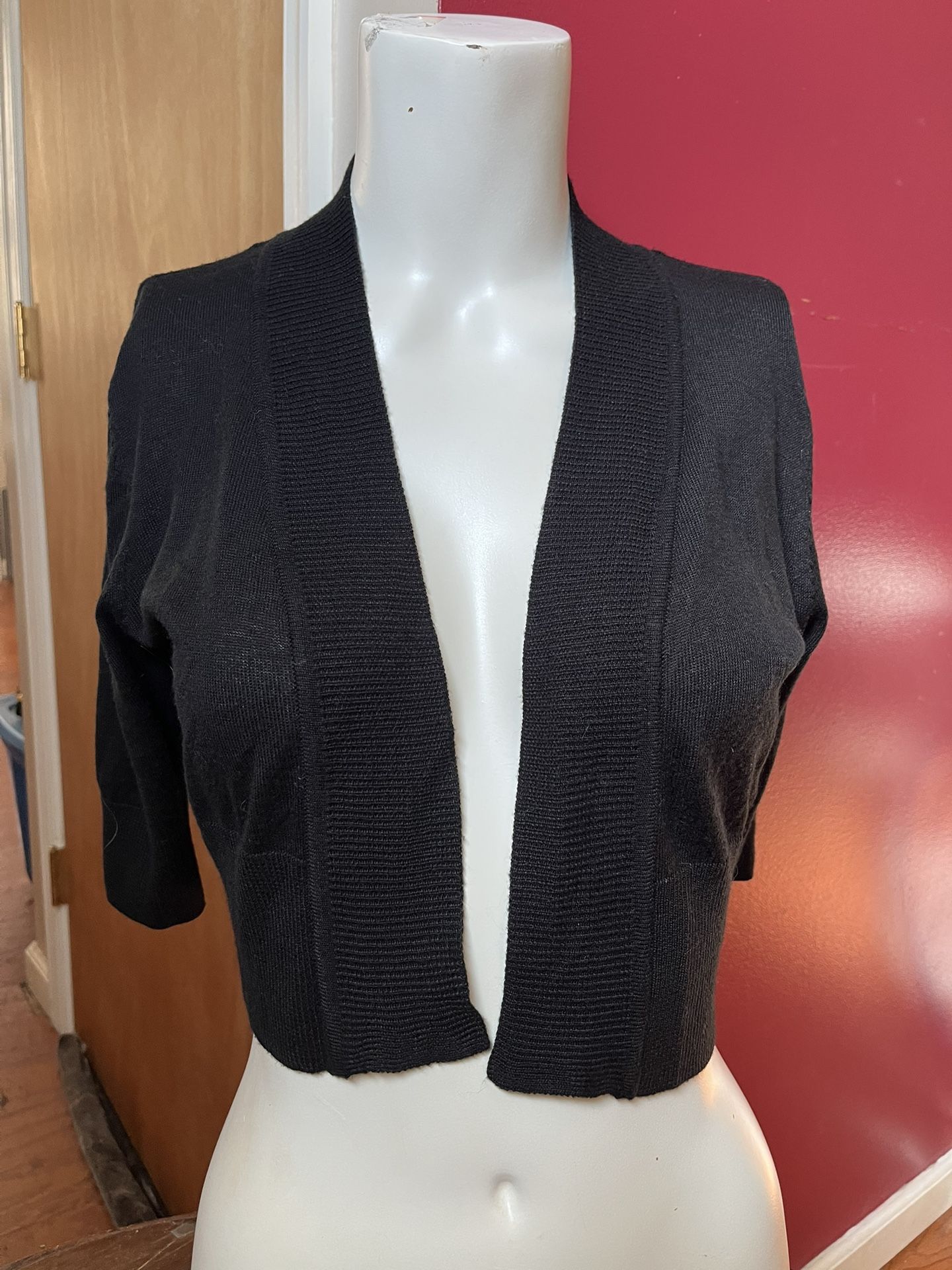 cotton on black cardigan cropped 3/4 sleeve