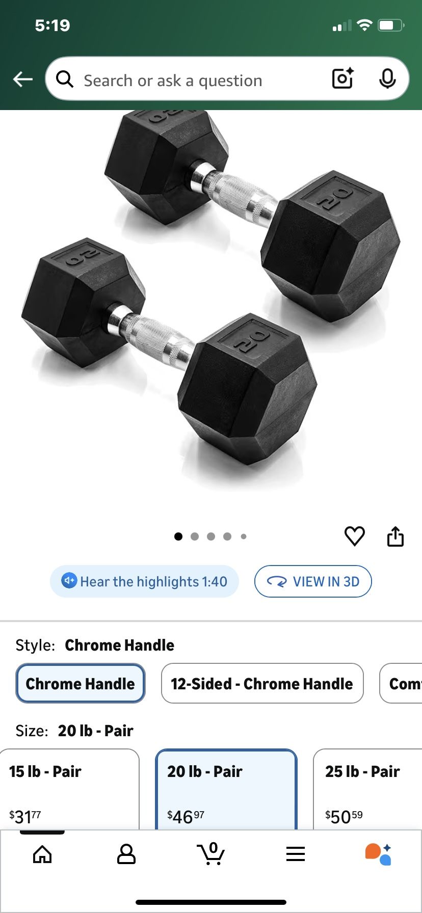 Barbell / Dumbbells 20 Lbs.