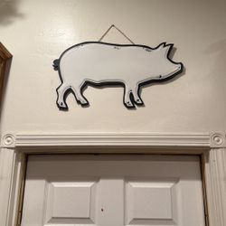 Large Metal Pig Sign 