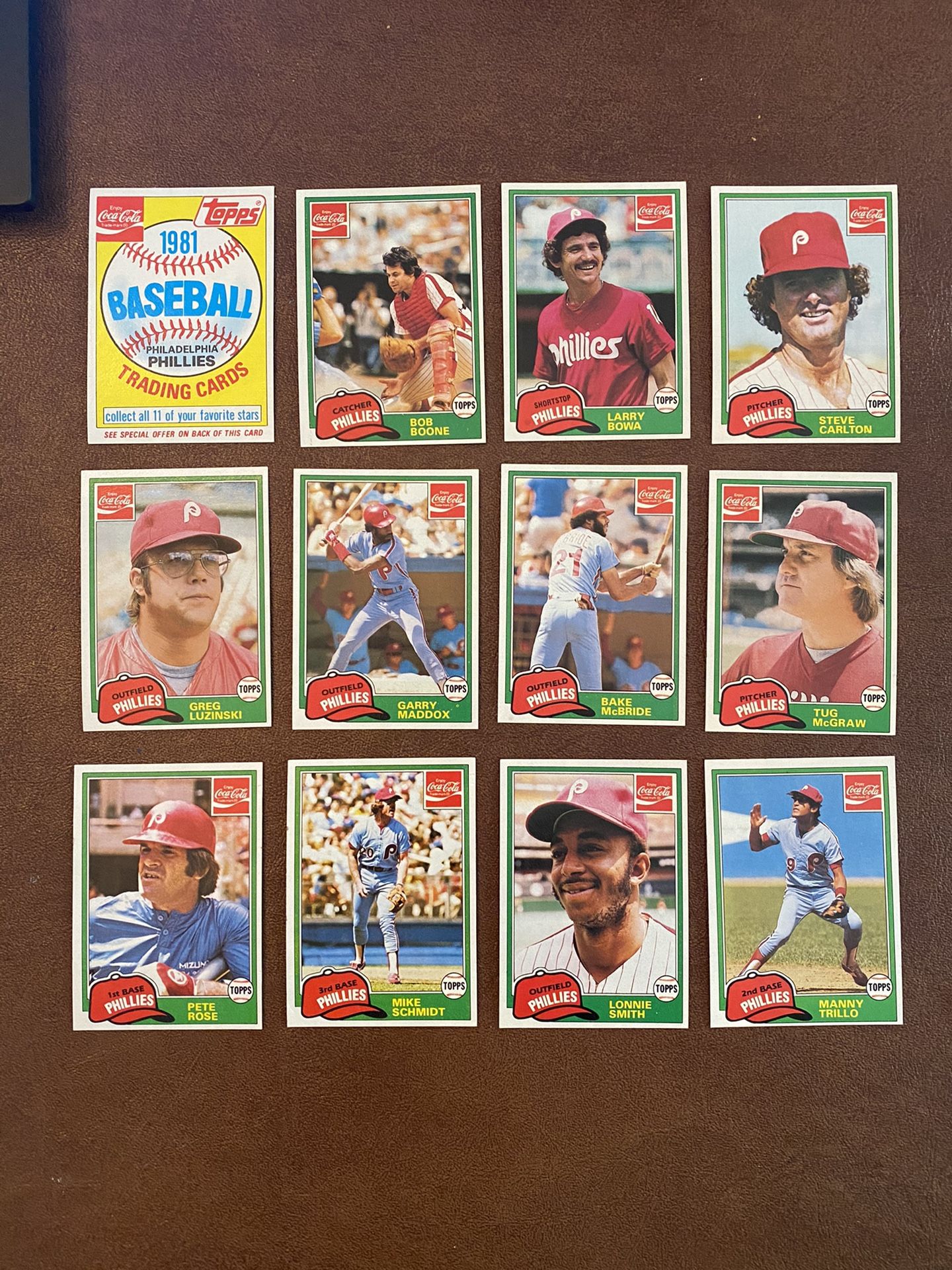 1981 Topps Coke Coca Cola Philadelphia Phillies Team Set Pete Rose