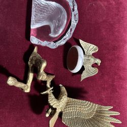 Eagle Collection Lot Crystal And Brass Lot