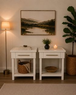 ✨ Modern White Nightstand Set (2) – Freshly Refinished ✨
