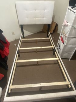 White Patterned Twin Sized Bed frame