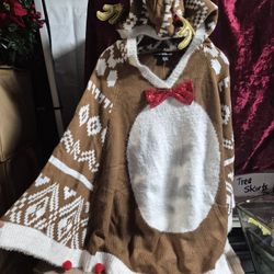 Christmas Reindeer Poncho-Sweater NEW