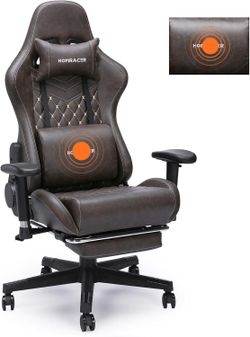 Gaming Chair,Desk Chair,Compact,Ergonomic Office Massage Chair,Computer Chair with Footrest,Adjustable Chair for Home,360°- Swivel Seat,Vintage PU Lea