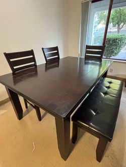 $100 6pc Dining Table set —dark brown finish — Davis