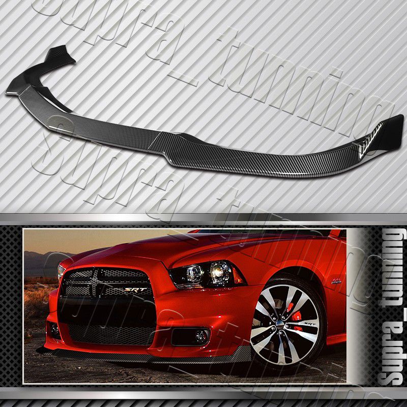 For 2011-2014 Dodge Charger SRT Carbon Look Front Bumper Body Kit Spoiler Lip -(2-PU-568-PCF