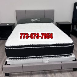 Comfort & Elegant Queen Bed Frame ‼️ Includes Mattress And Box Spring For Only $349 Ready For Delivery Today🚛