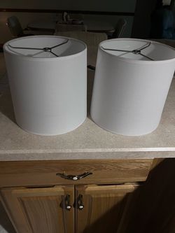 two white lamp shades