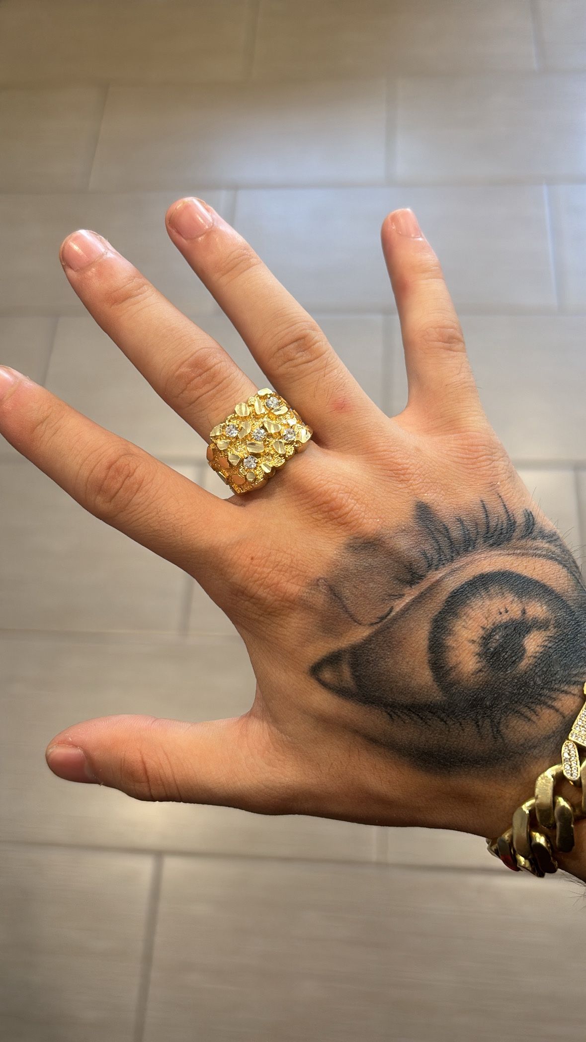 14K Gold Chunky Nugget Ring