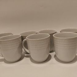 Lot Of 7 Red Vanilla White Rice Coffee Mugs
