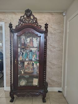 Mahogany Cherry Wood Curio Cabinet