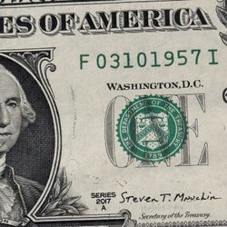 March 10 1957 Fancy Serial $1 Dollar Bill