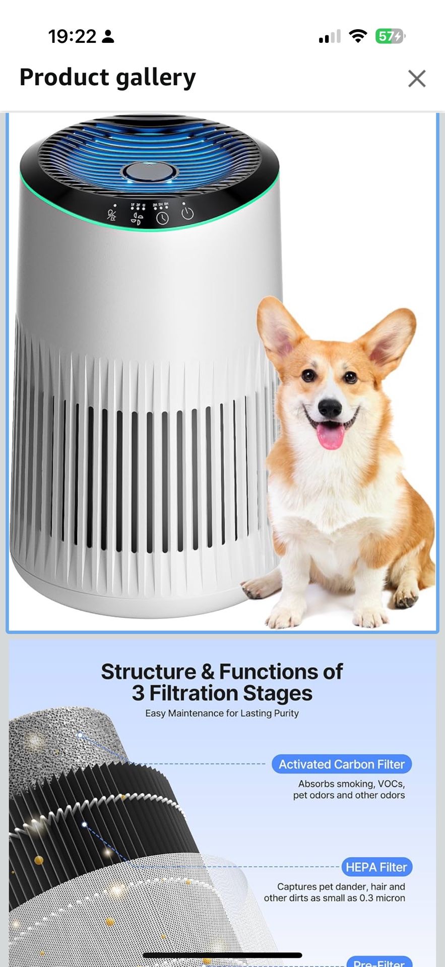 Air Purifiers for Bedroom Home, Air Purifier for Smoke Odors with Fragrance Sponge, Small Air Purifier with Sleep Mode for Bedroom Office, Blue Night 