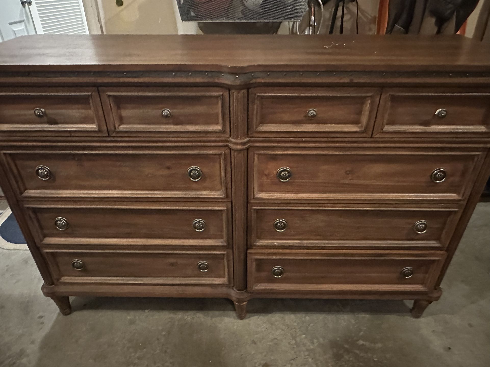 Wood Dresser With Mirror 8 Shelves