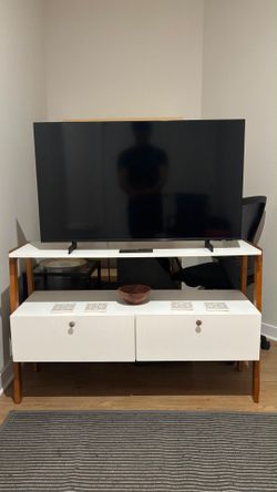 TV Stand with Drawers - White & Wood