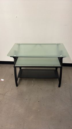 Glass Top Computer Desk with Metal Frame