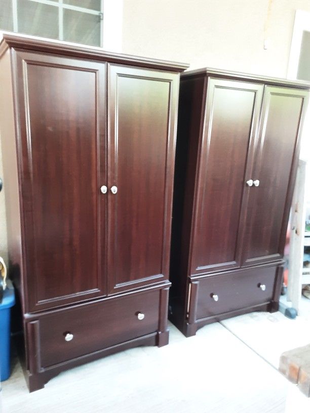 2 Dark Wood armoire  Wardrobe Cabinets