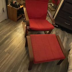 IKEA POÄNG Arm Chair And Ottoman