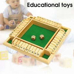 Math Games,Shut The Box Dice Game,Shut The Box Wooden Mathematic Traditional Pub Board Dice Game Travel