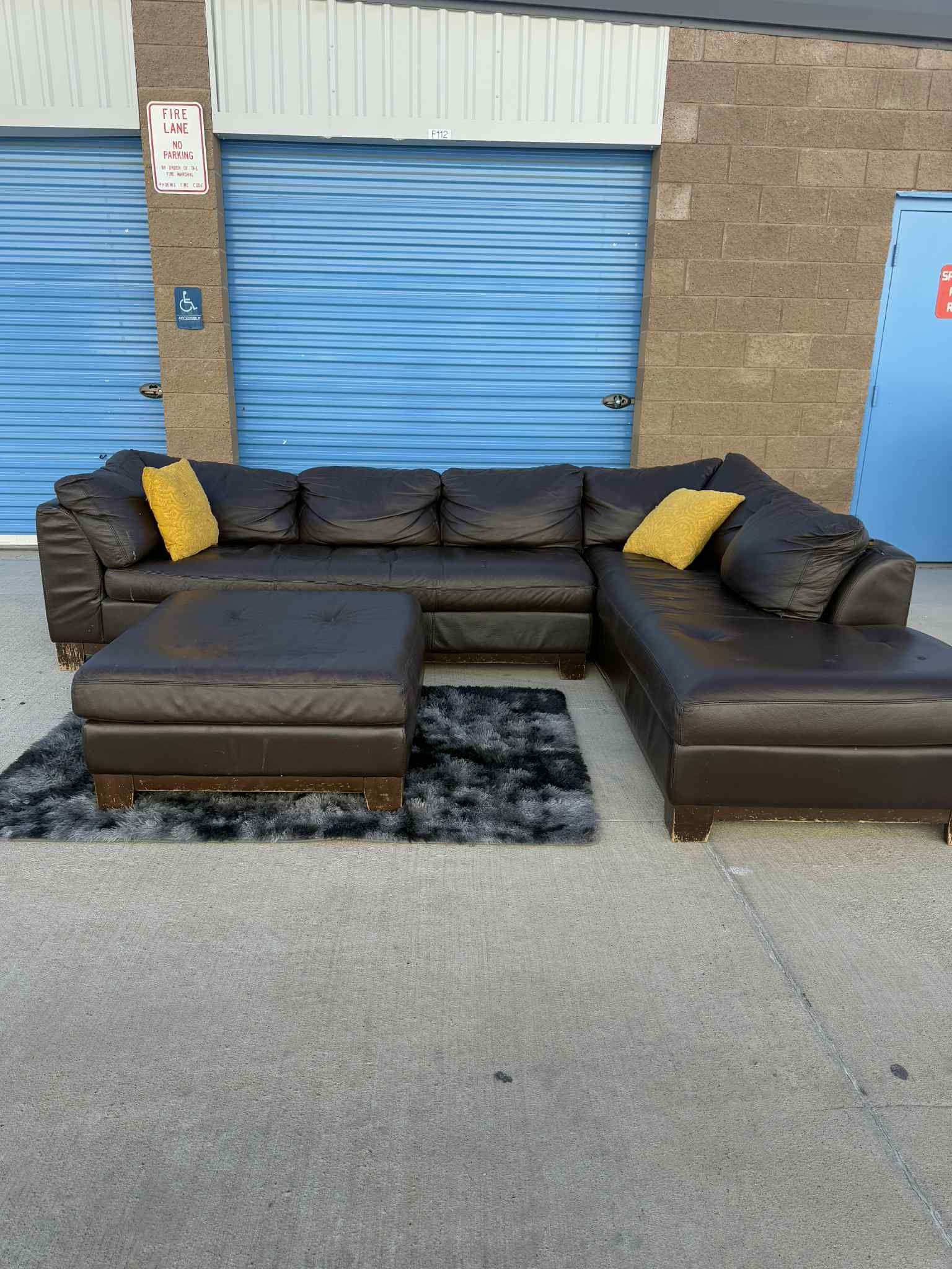 Real Leather Sectional With Ottoman