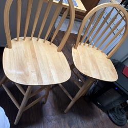 Pair Of Wooden Swivel Stools