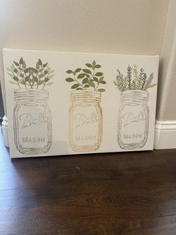 Mason jars And Plants Wall Art